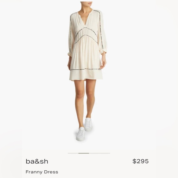 Ba&sh V-neck Franny Mini Dress size 3/L (fits like a M), color poudre EUC - Picture 2 of 10